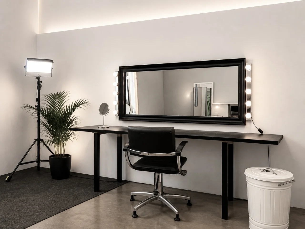 Relax room to unwind, bar stools, mirror, artwork, and seating furniture